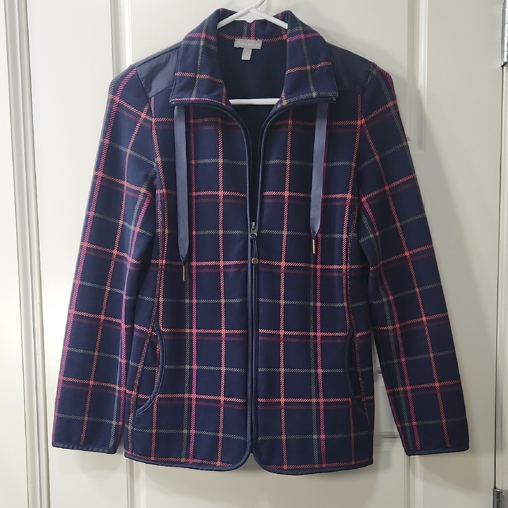 Talbots Navy and Pink Plaid Jacket Small